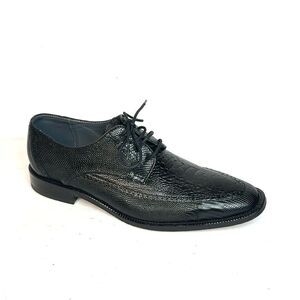 David X Genuine Lizard and Ostrich Men's Dress Shoes Black Size 9.5